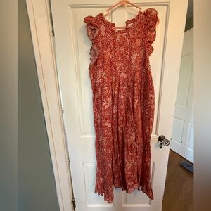 Floral Red Sleeveless Dress